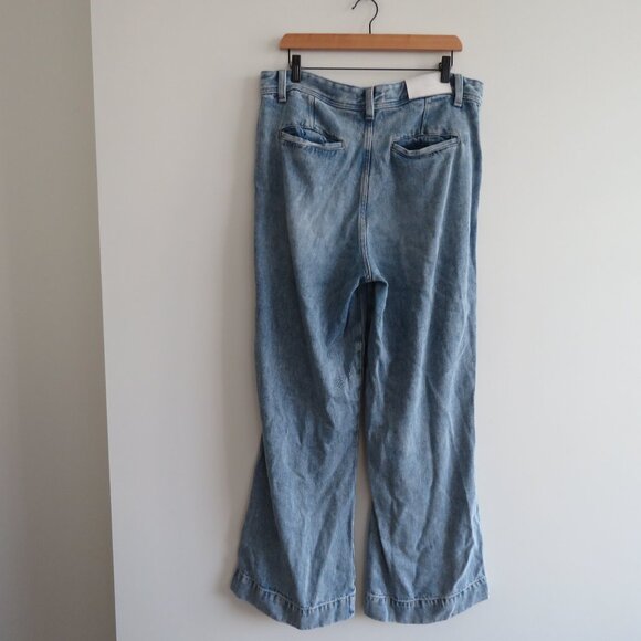 7 FOR ALL MANKIND Pleated Trouser Jeans in Abyss Palazzo Wide Leg - Picture 8 of 12